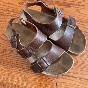 Birkenstock Brown Milano Leather Sandals Size 9 Comfort